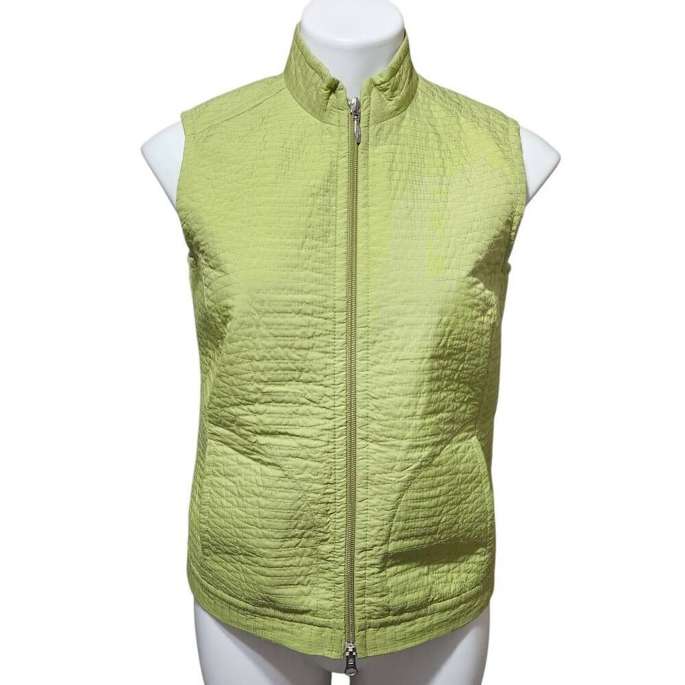 Talbots Petites green Quilted vest full zip Petite